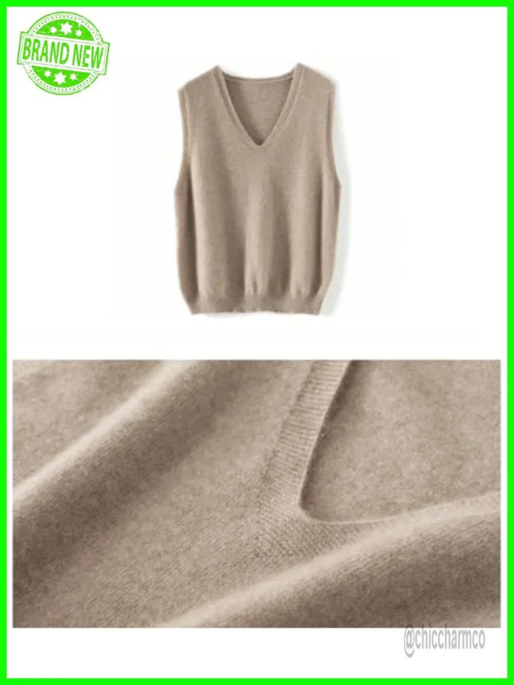100% Merino Wool V-Neck Knit Sweater Vest Lightweight Sleeveless Pullover